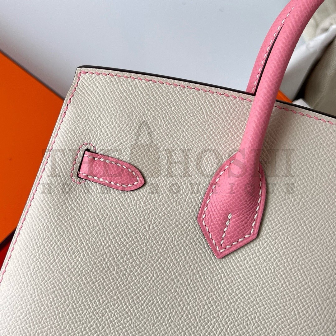 H**me5 HSS Birkin 25 Sellier Bag in Craie and Rose Confetti Epsom Calfskin Master Quality