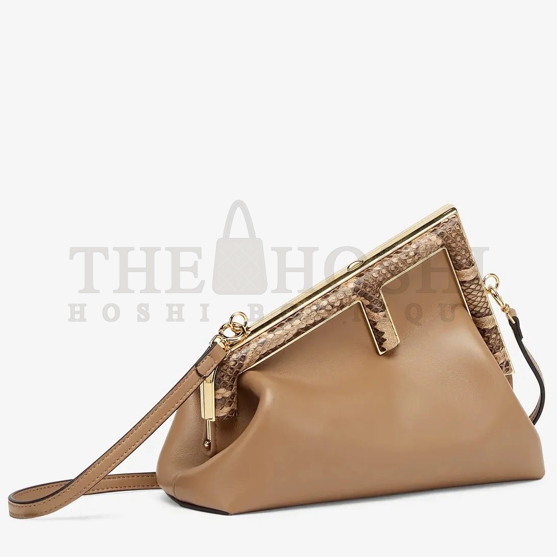 F**di First Small Bag In Light Brown Leather with Python F Master Quality