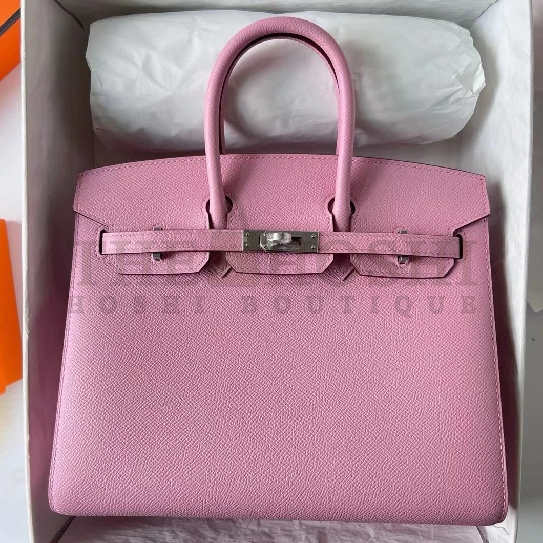 H**me5 Birkin 25 Sellier Handmade Bag In Rose Confetti Epsom Calfskin Master Quality