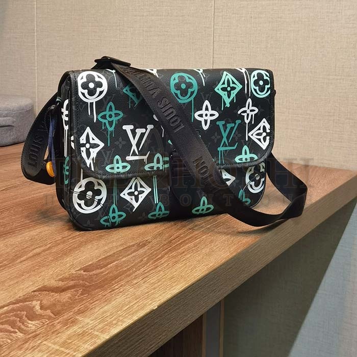 L0vis Vvtt0n LV Women Archy Messenger MM Bag Graffiti Green Monogram Coated Canvas Master Quality