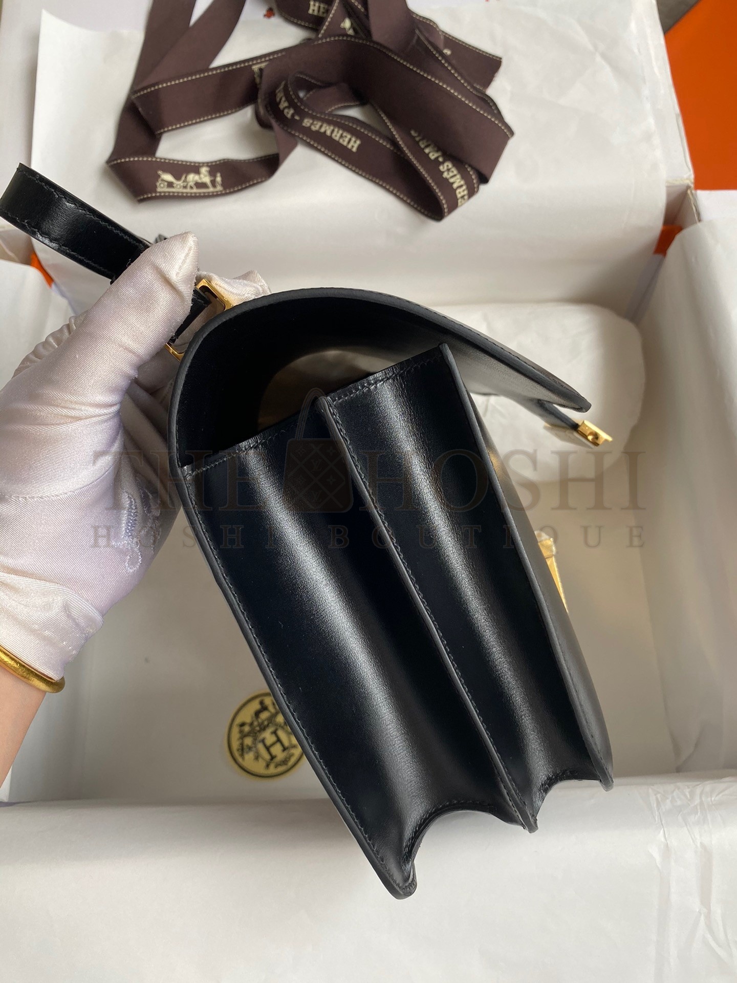 H**me5 Constance Handmade Bag In Black Box Calfskin Master Quality