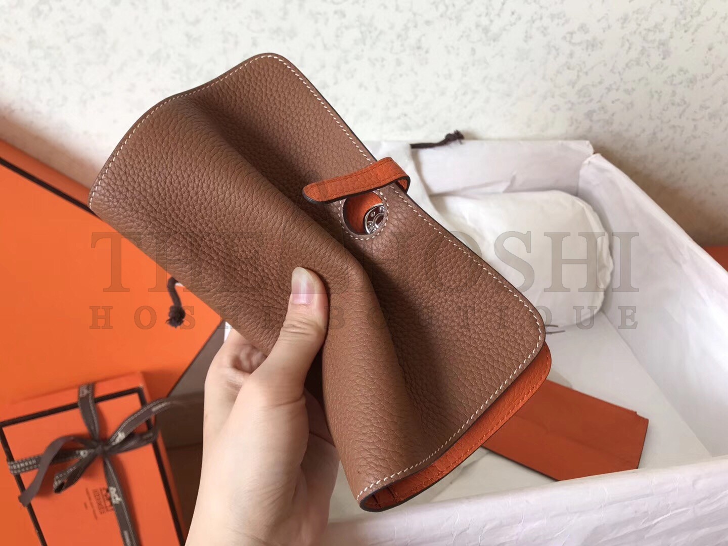 H**me5 Bicolor Dogon Duo Wallet In Brown/Orange Leather Master Quality
