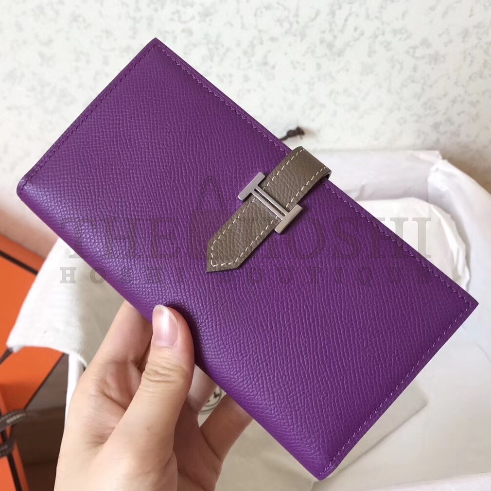 H**me5 Bi-Color Epsom Bearn Wallet Ultraviolet/Taupe Master Quality