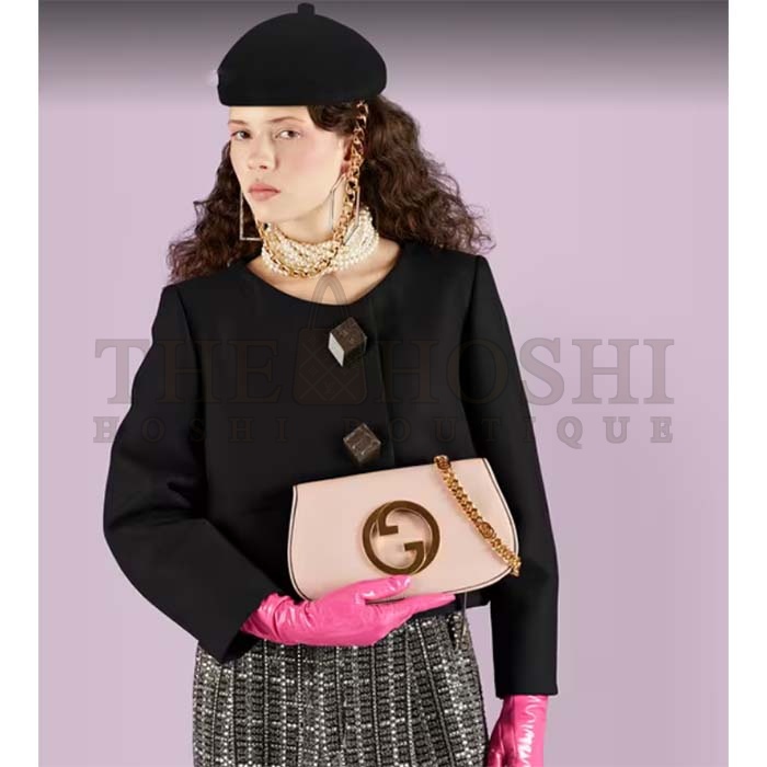 Gvc*1 Women GG Blondie Shoulder Bag Light Pink Leather Round Interlocking G Master Quality