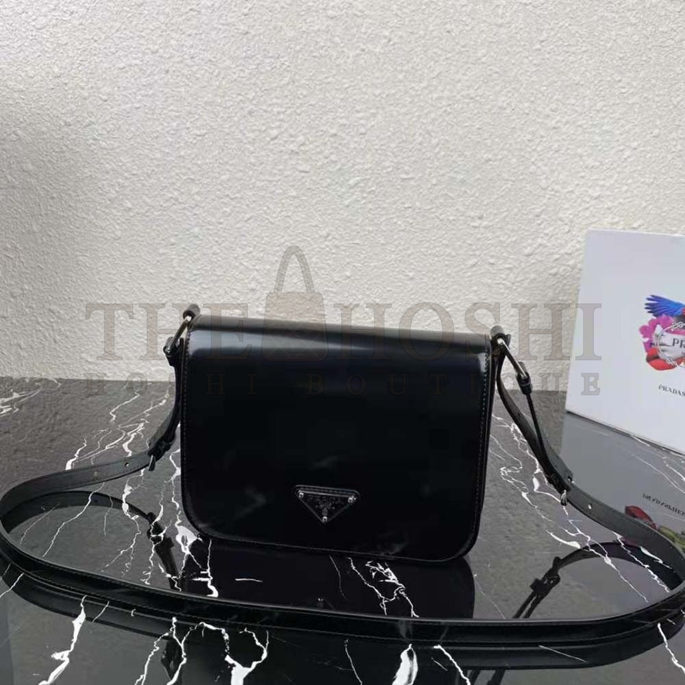 Pra*a Women Brushed Leather Shoulder Bag-Black Master Quality