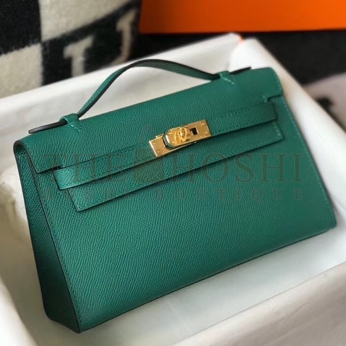 H**me5 Kelly Pochette Bag In Vert Veronese Epsom Leather Master Quality