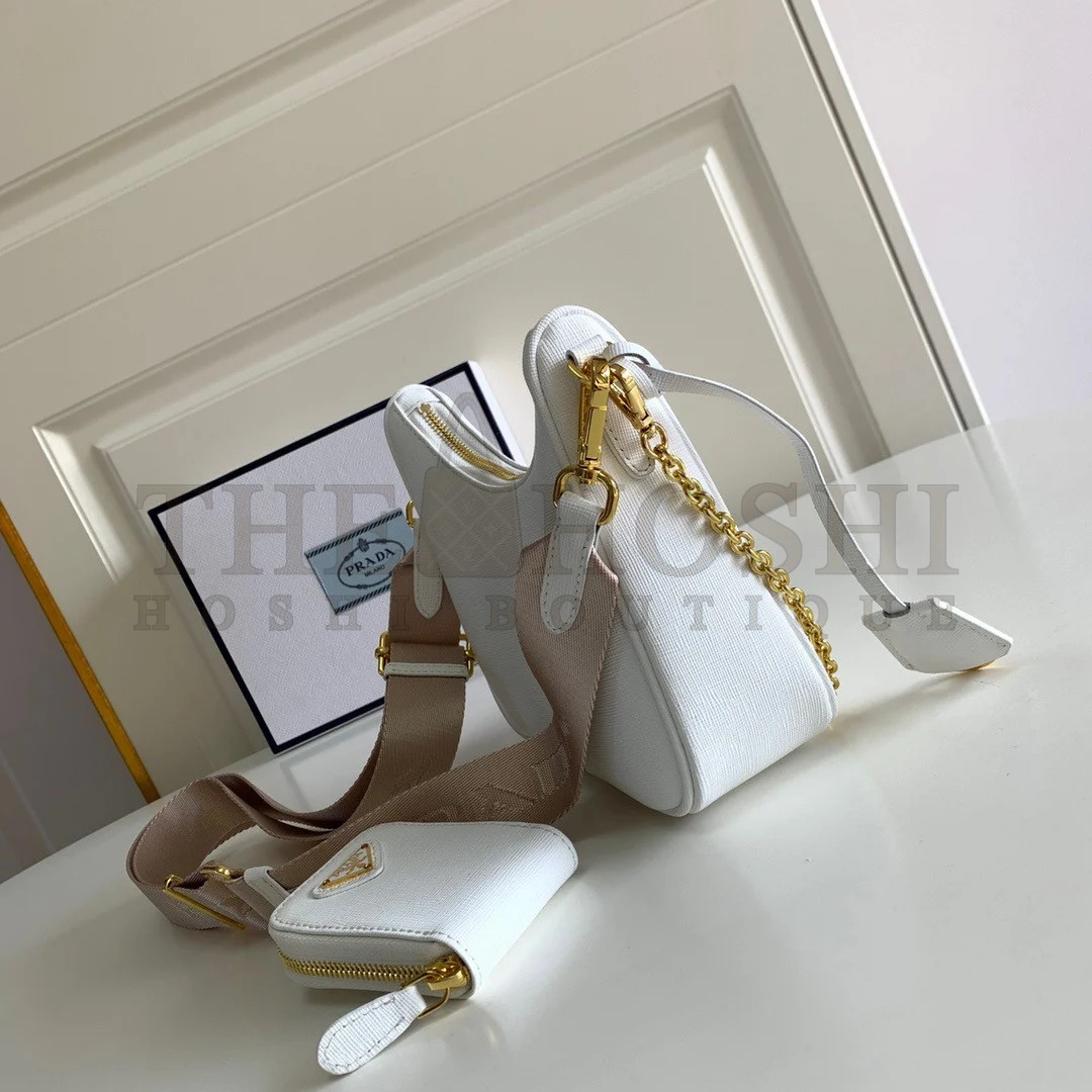 Pra*a Re-Edition 2005 Shoulder Bag In White Saffiano Leather Master Quality