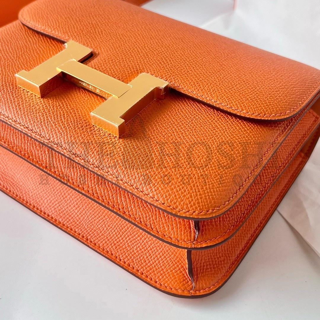 H**me5 Constance 18 Handmade Bag In Orange Epsom Calfskin Master Quality