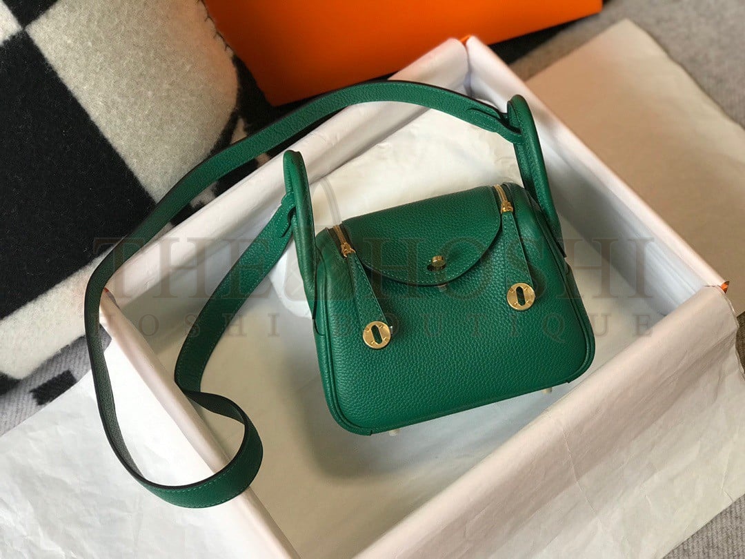 H**me5 Lindy Mini Bag In Malachite Clemence Leather GHW Master Quality