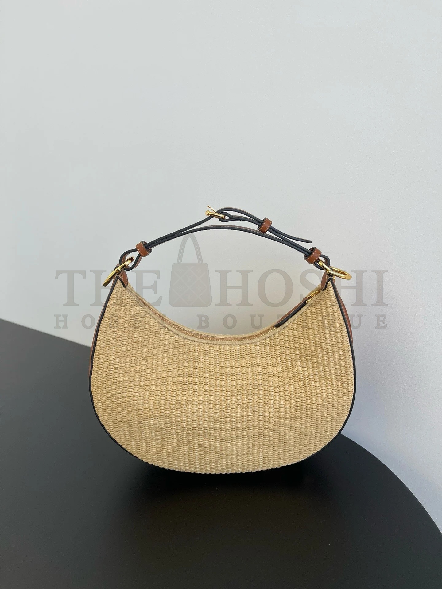 F**di F**digraphy Small Hobo Bag in Natural Raffia Master Quality