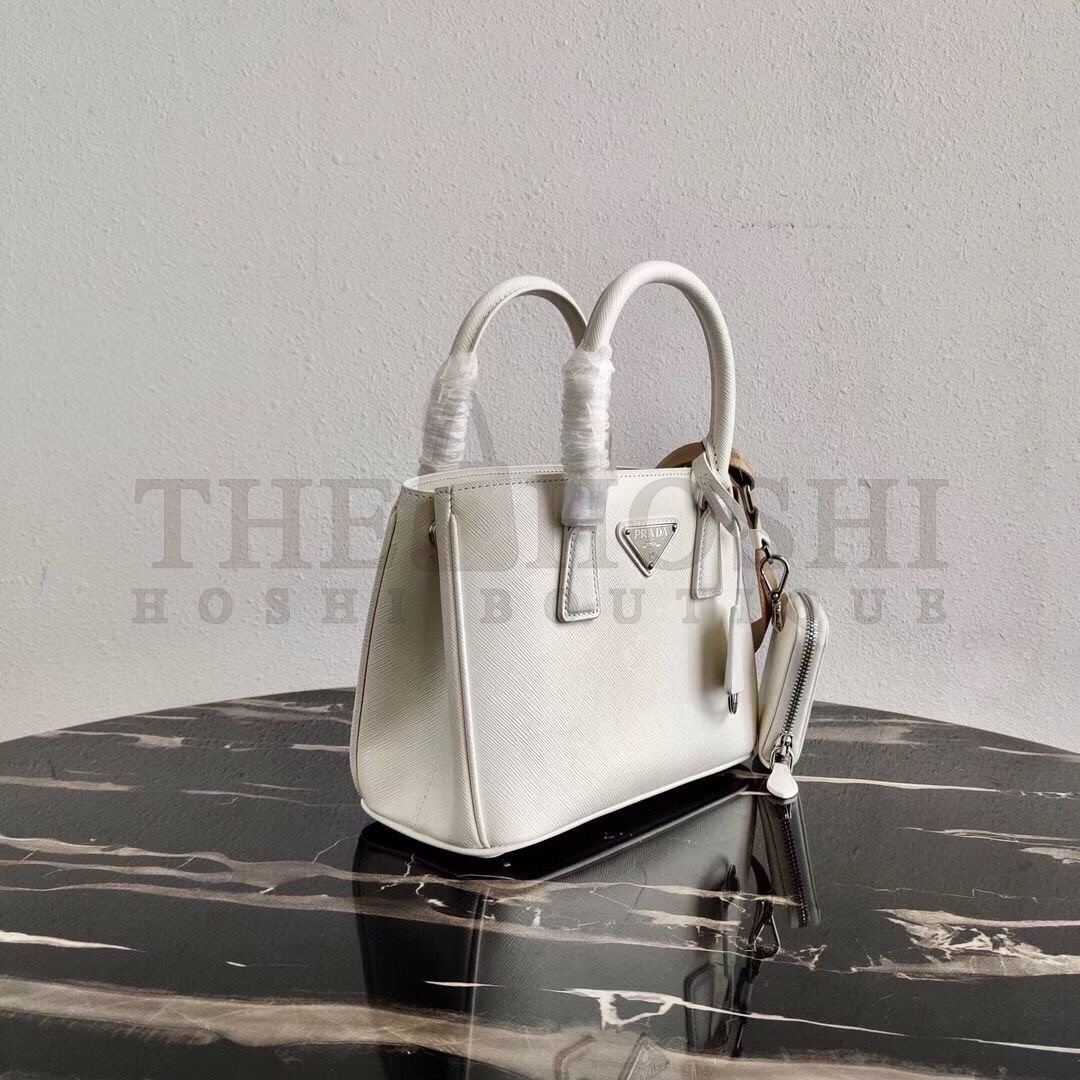 Pra*a Galleria Mini Bag In White Saffiano Leather Master Quality