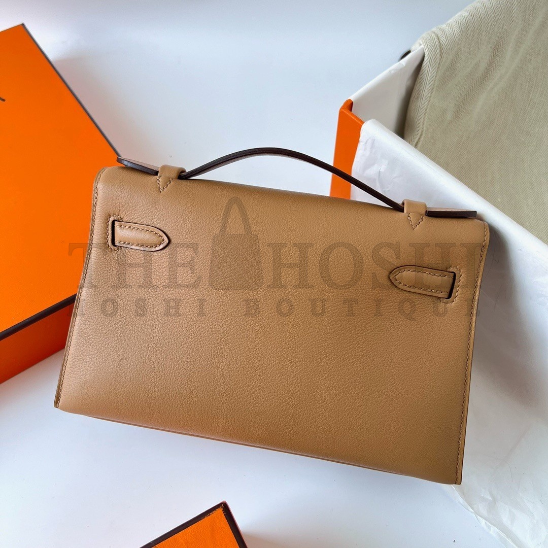 H**me5 Kelly Pochette Handmade Bag In Chai Swift Calfskin Master Quality