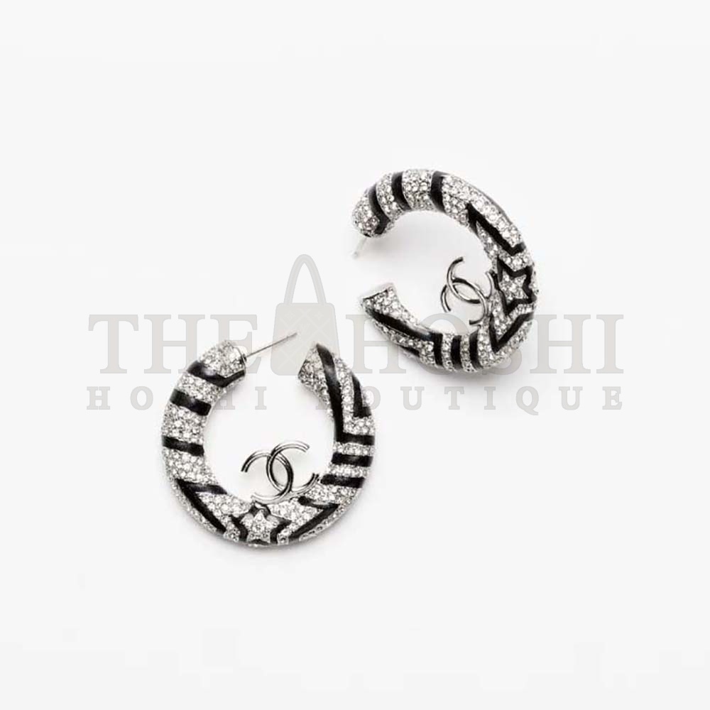Ch**el Women Hoop Earrings in Metal and Strass Master Quality