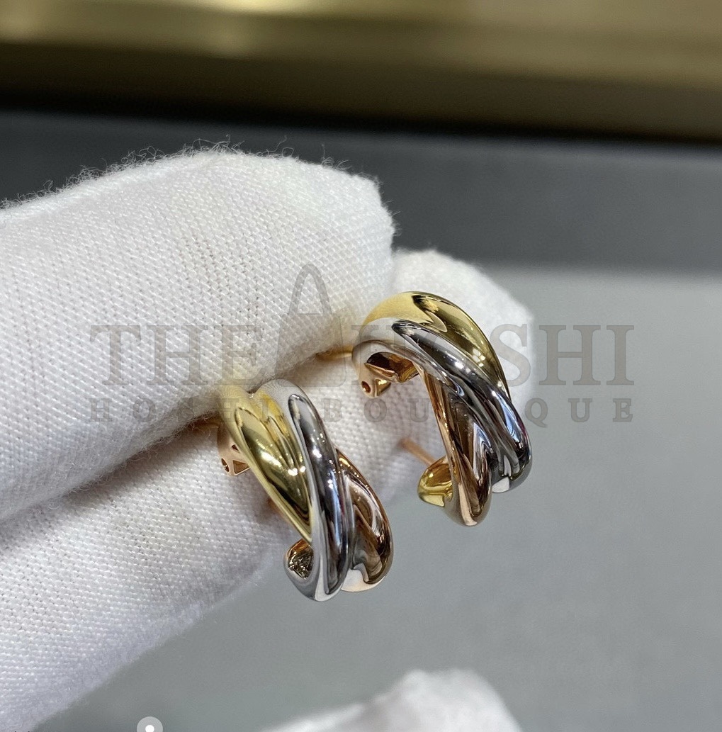 Ca*t1er Triple Hoop Tri-color Stud Earrings Master Quality