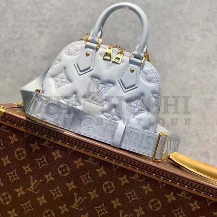 L0vis Vvtt0n LV Women Alma BB Handbag Blue Quilted Embroidered Smooth Calf Leather Master Quality