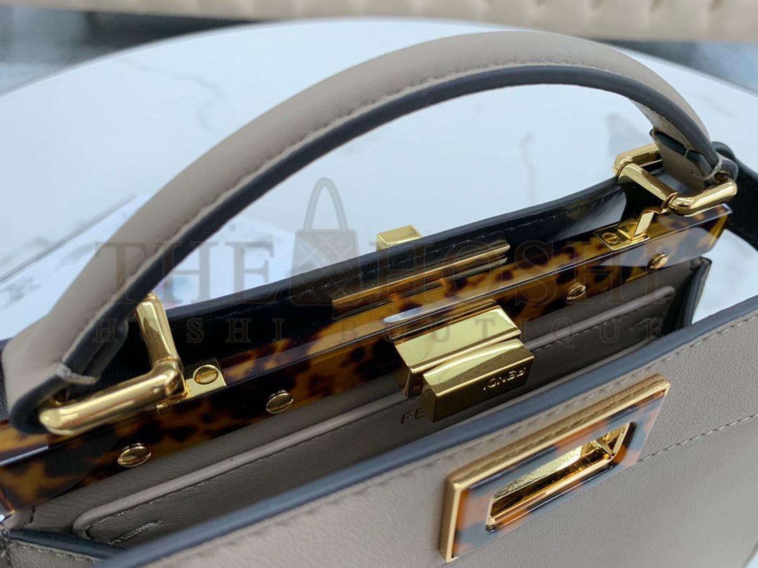 F**di Peekaboo ISeeU Small Bag In Grey Calfskin Master Quality