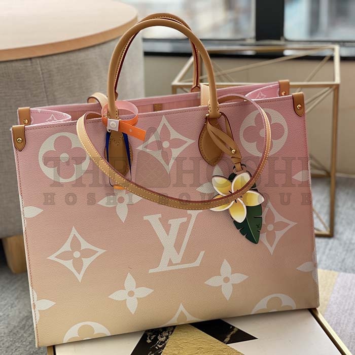 L0vis Vvtt0n LV Women OnTheGo GM Tote Bag Pink Monogram Giant Coated Canvas Raffia Master Quality