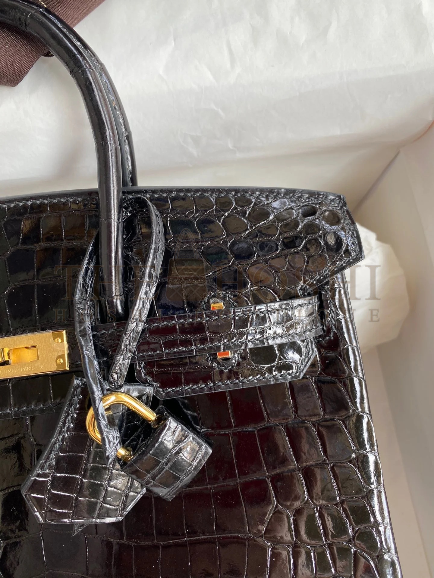 H**me5 Birkin 25 Handmade Bag In Black Crocodile Niloticus Shiny Skin Master Quality