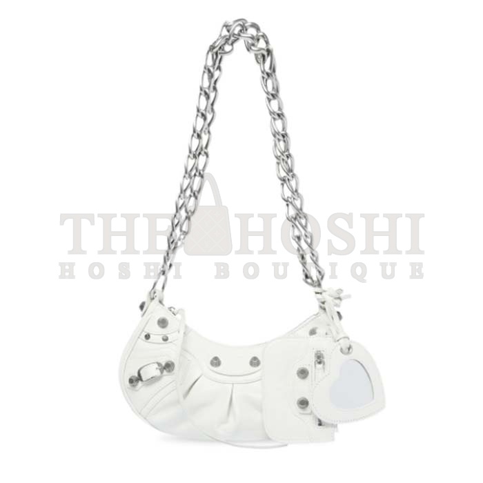 Ba1en*iaga Women BB Le Cagole XS Shoulder Bag White Arena Lambskin Master Quality