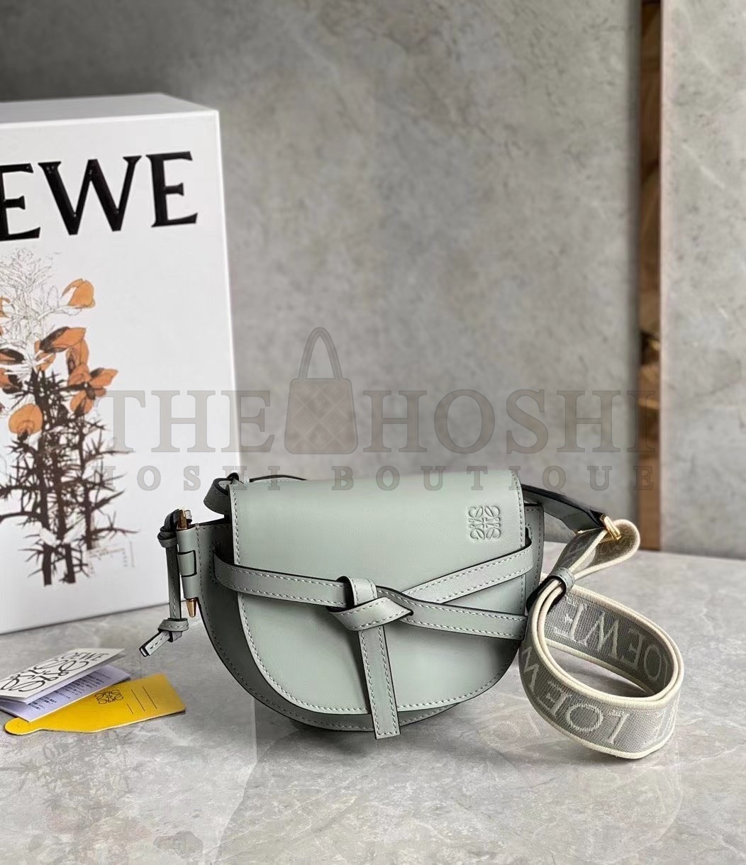 L0ew* Mini Gate Dual Bag In Ash Grey Calfskin Master Quality