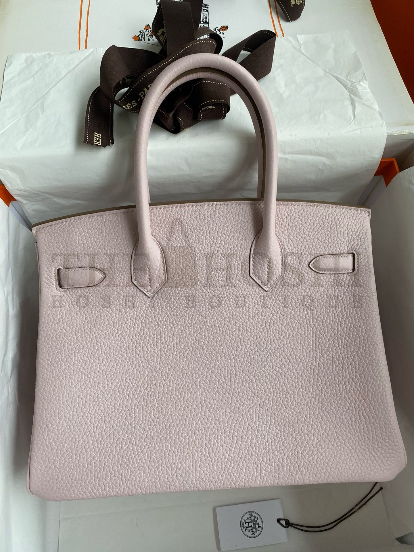 H**me5 Birkin 30 Retourne Handmade Bag in Mauve Pale Clemence Leather Master Quality