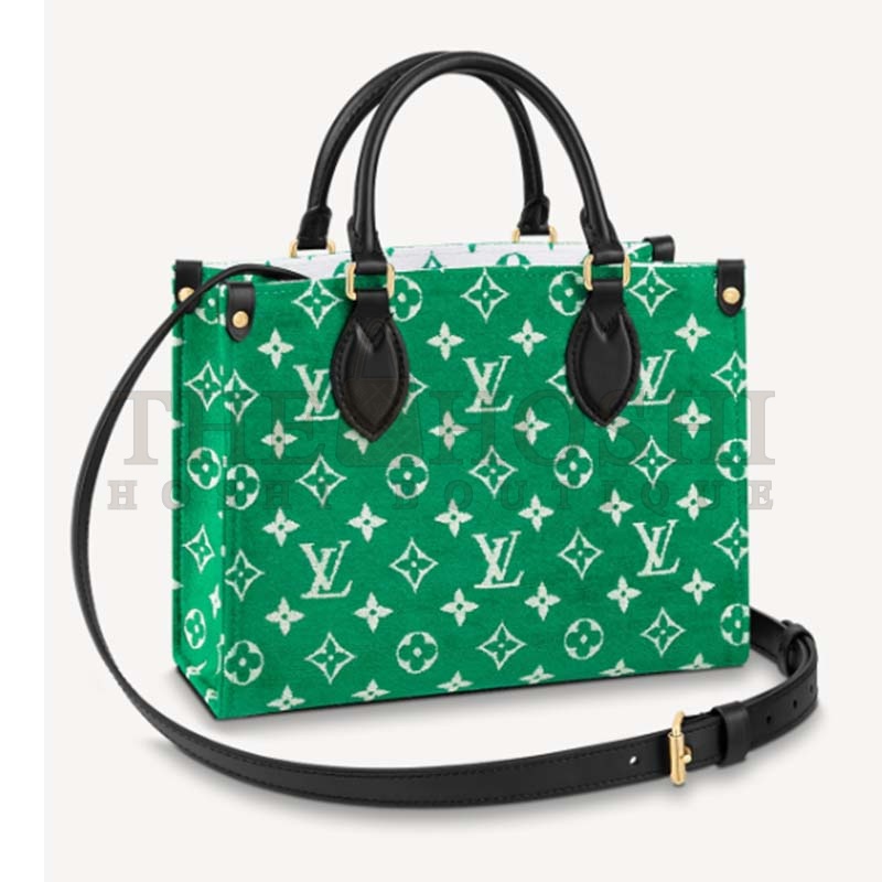 L0vis Vvtt0n LV Women OnTheGo PM Tote Bag Green Monogram Jacquard Velvet Master Quality