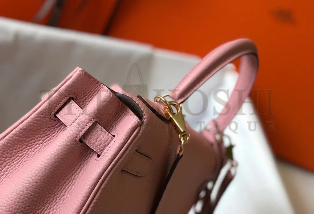 H**me5 Kelly 28cm Retourne Bag in Pink Clemence Leather GHW Master Quality