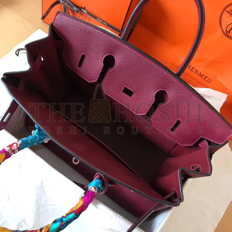 H**me5 Bordeaux Birkin 35cm Clemence Handmade Bag Master Quality