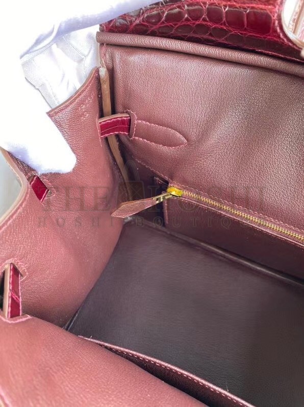 H**me5 Bordeaux Birkin 30cm Crocodile Niloticus Shiny Bag Master Quality