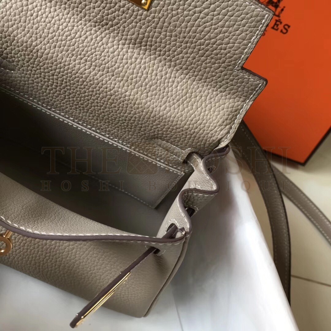 H**me5 Mini Kelly 20cm Bag In Grey Clemence Leather Master Quality