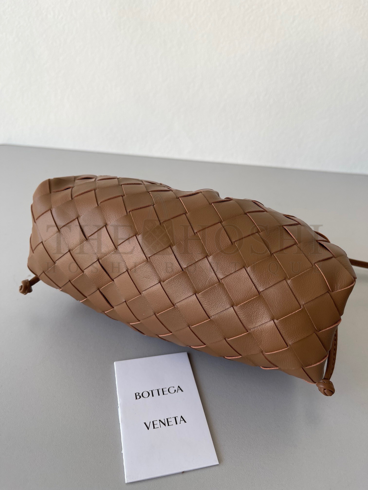 B0tt*ga Ven*ta Mini Pouch with Strap in Caramel Intrecciato Lambskin Master Quality