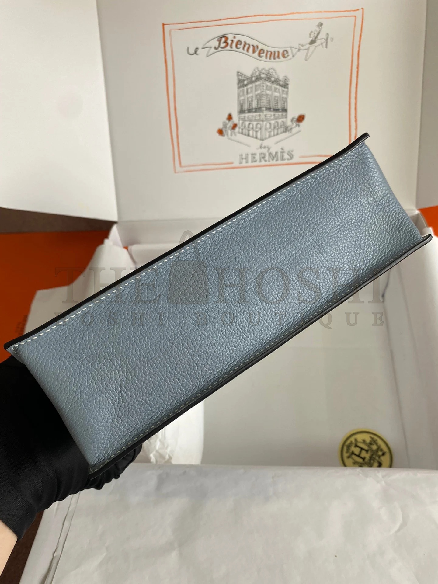 H**me5 Kelly Danse II Handmade Bag In Blue Lin Evercolor Calfskin Master Quality