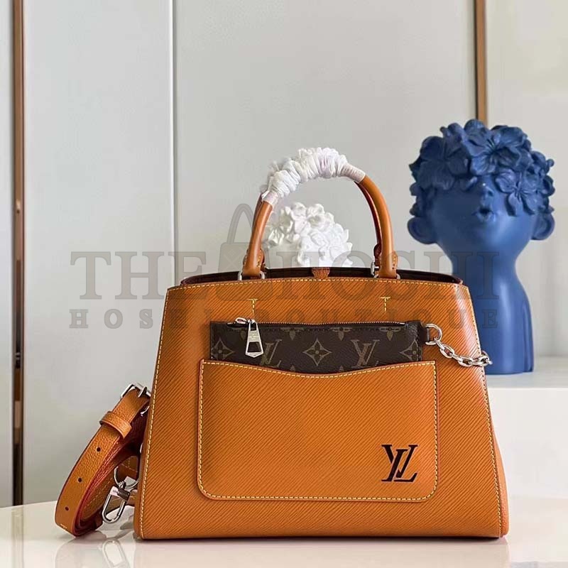 L0vis Vvtt0n LV Women Marelle Tote MM Gold Miel Brown Epi Grained Cowhide Master Quality