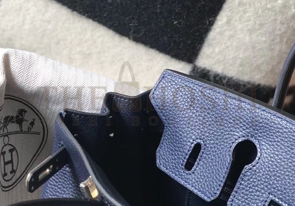 H**me5 Birkin 25 Bag In Navy Blue Clemence Leather with GHW Master Quality