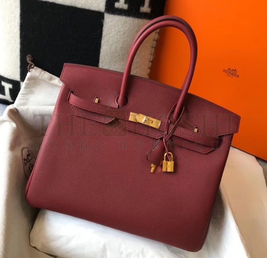 H**me5 Birkin 35 Bag in Ruby Clemence Leather with GHW Master Quality