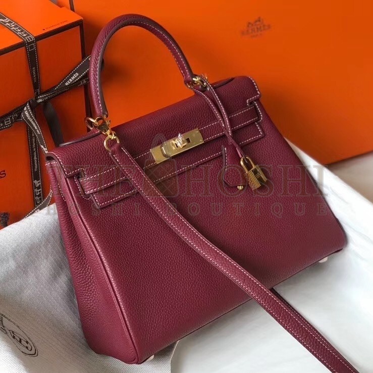 H**me5 Bordeaux Clemence Kelly 25cm GHW Bag Master Quality