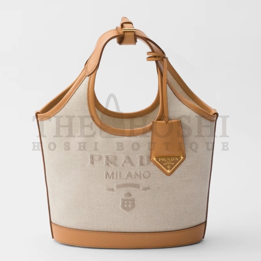Pra*a Mini Buckle Bag in Linen Blend and Leather Master Quality