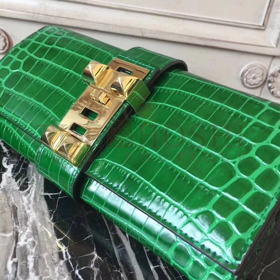 H**me5 Medor Clutch Bag In Bamboo Crocodile Leather Master Quality