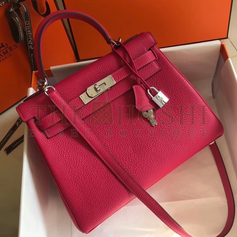 H**me5 Rose Red Clemence Kelly 28cm Bag Master Quality