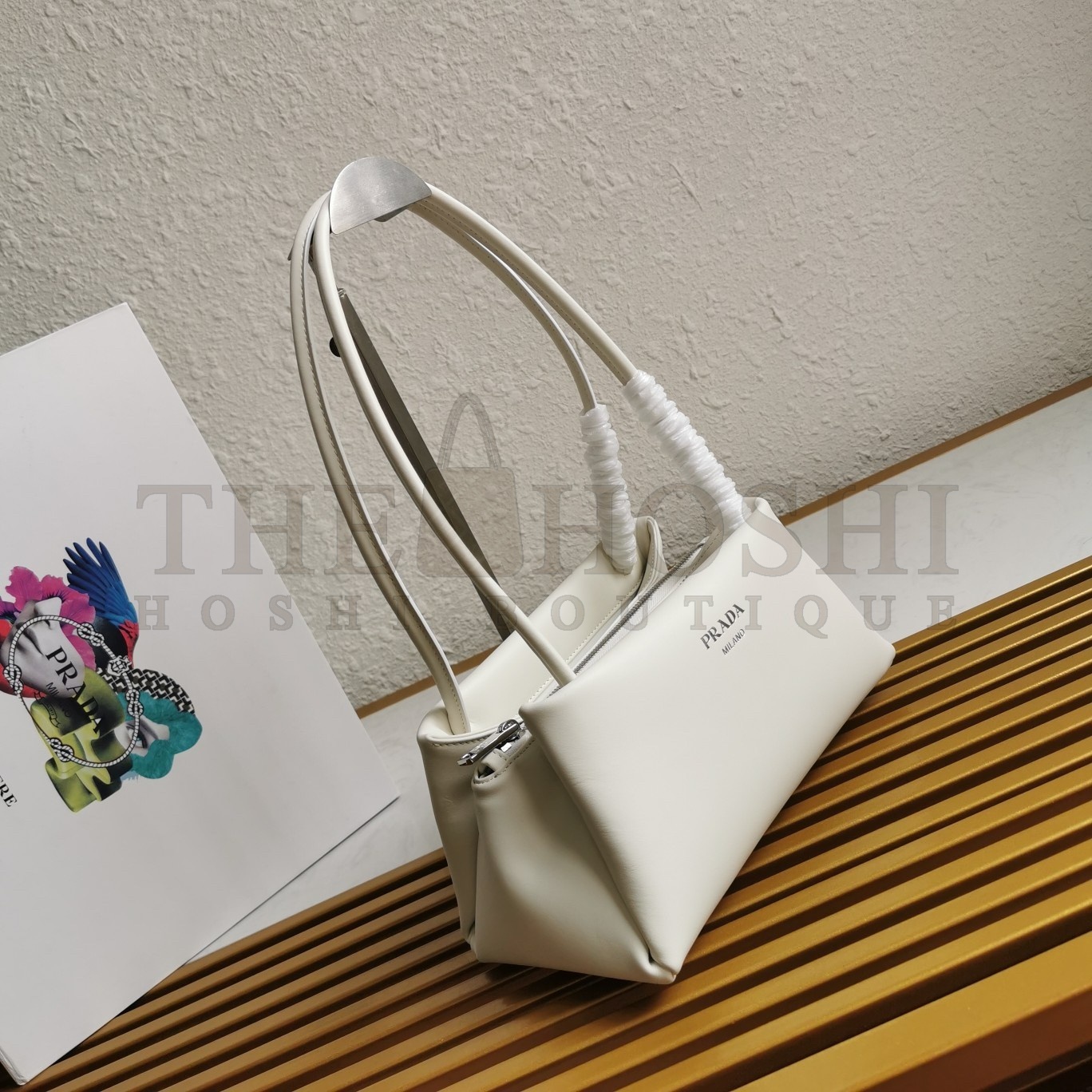 Pra*a S*pernova Small Shoulder Bag In White Leather Master Quality