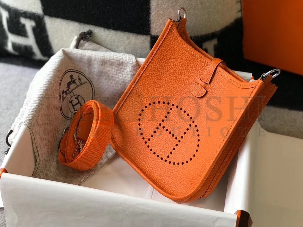 H**me5 Evelyne III TPM Bag In Orange Clemence Leather Master Quality