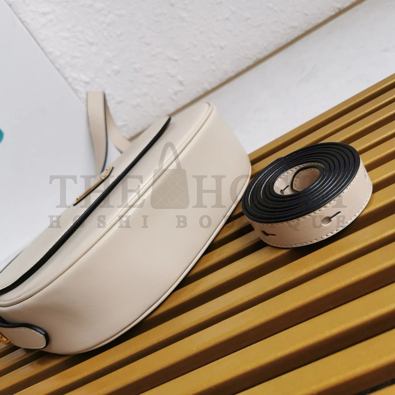 Pra*a Arque Shoulder Bag with Flap in Beige Leather Master Quality