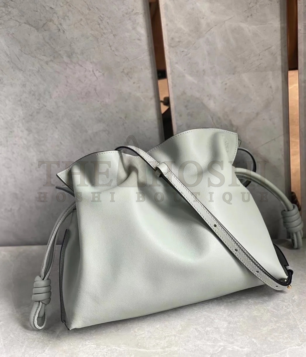 L0ew* Flamenco Clutch Bag In Ash Grey Calfskin Master Quality