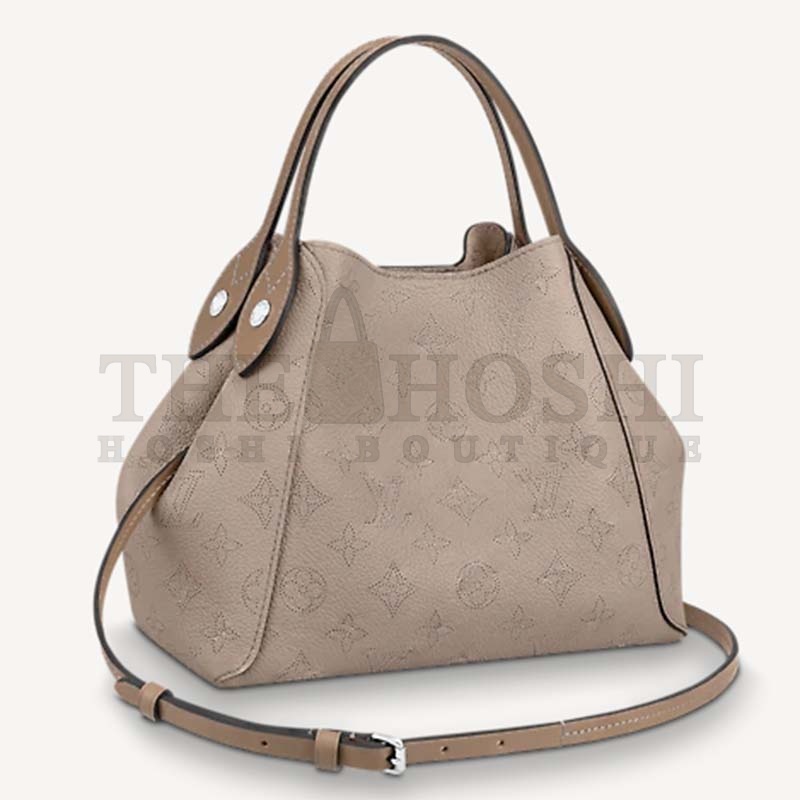 L0vis Vvtt0n LV Women Hina PM Bucket Bag Gray Mahina Perforated Calf Master Quality