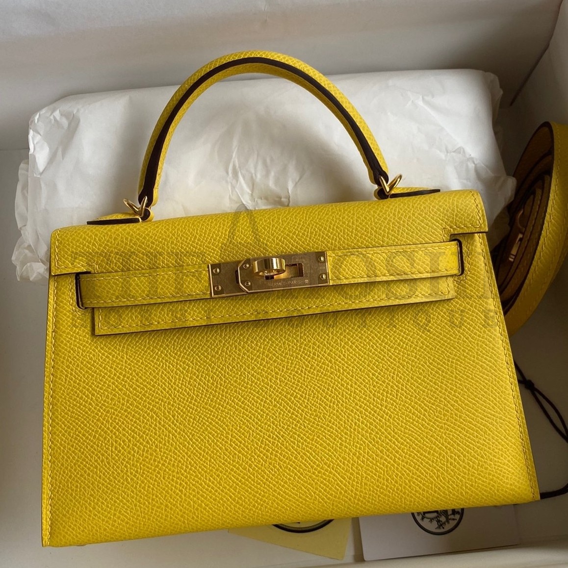 H**me5 Kelly Mini II Sellier Handmade Bag In Jaune de Naples Epsom Calfskin Master Quality
