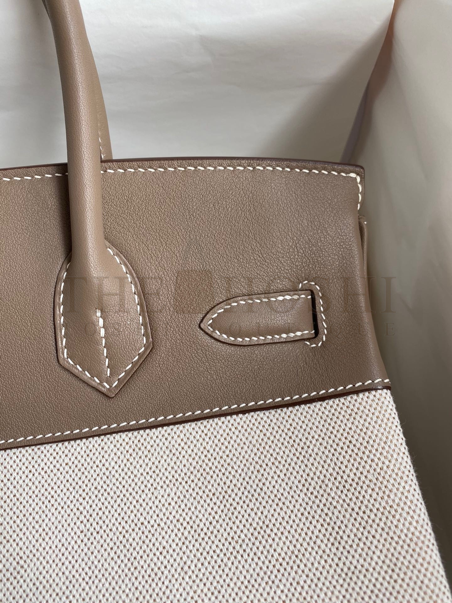 H**me5 Birkin 30 Handmade Bag In Toile &amp; Tourterelle Swift Leather Master Quality