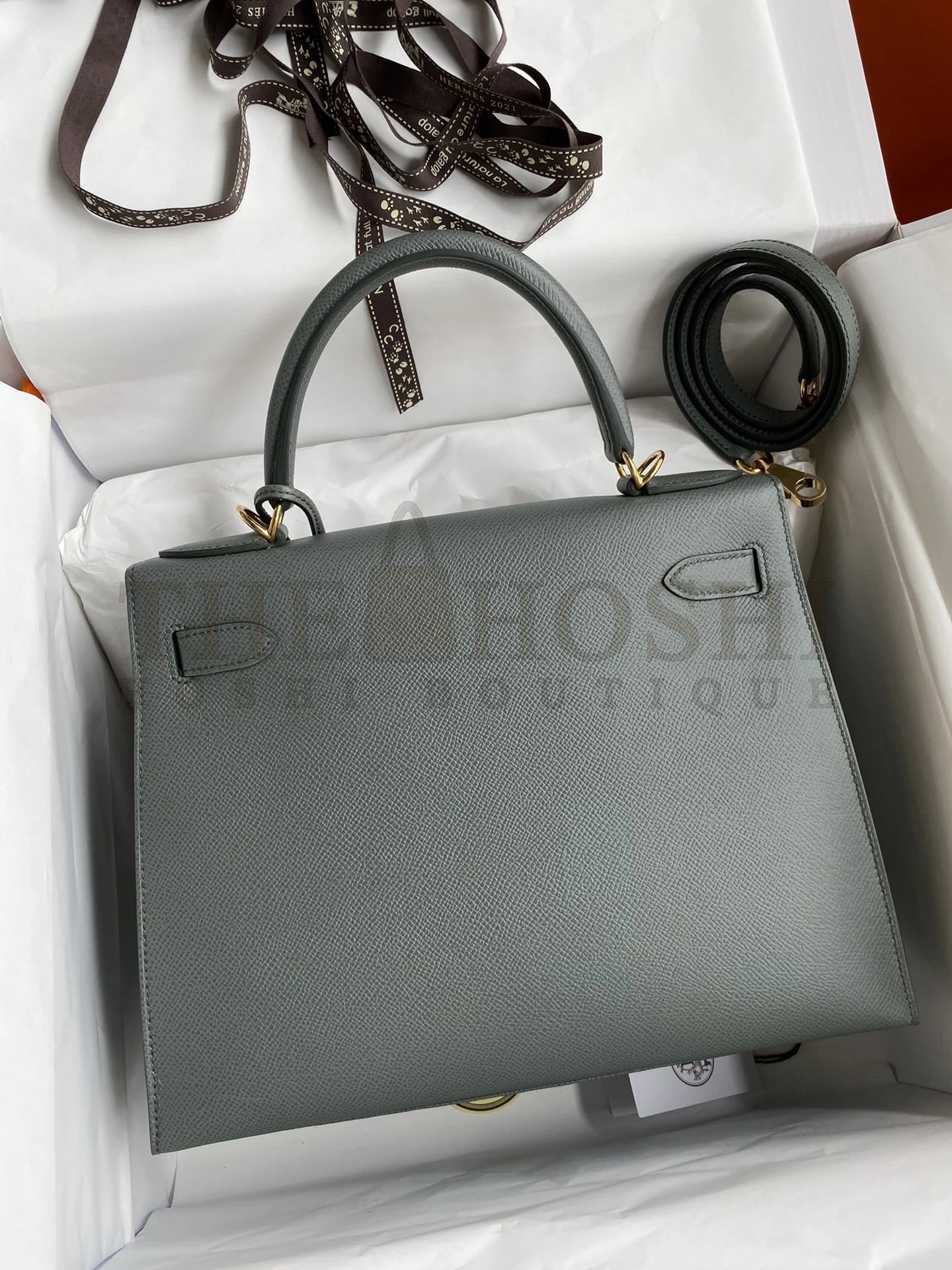 H**me5 Kelly Sellier 28 Handmade Bag In Vert Amande Epsom Calfskin Master Quality