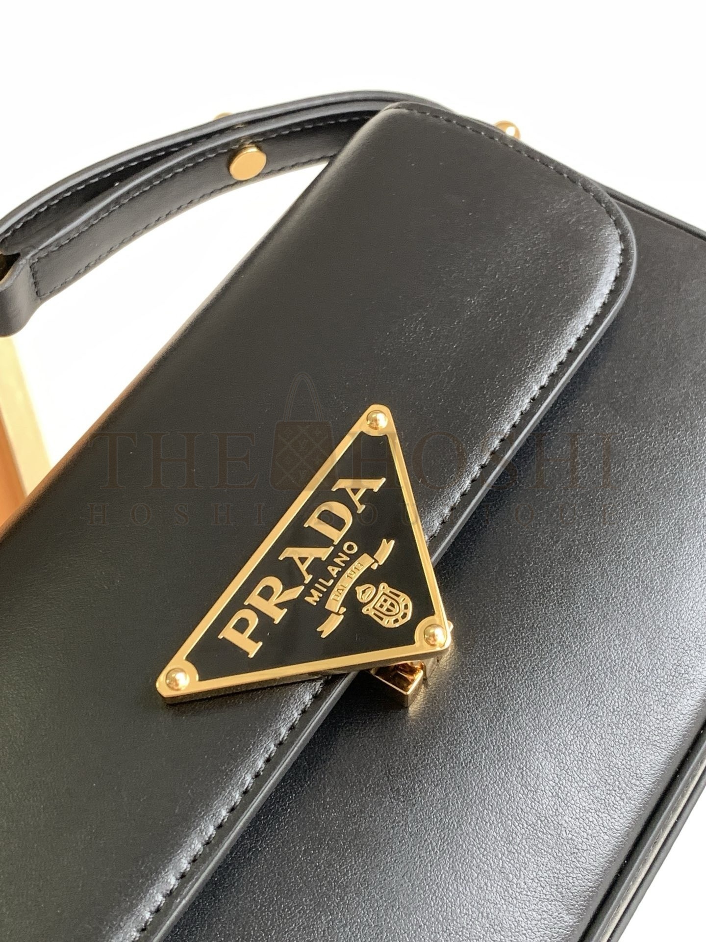 Pra*a Shoulder Bag in Black Smooth Calfskin Master Quality