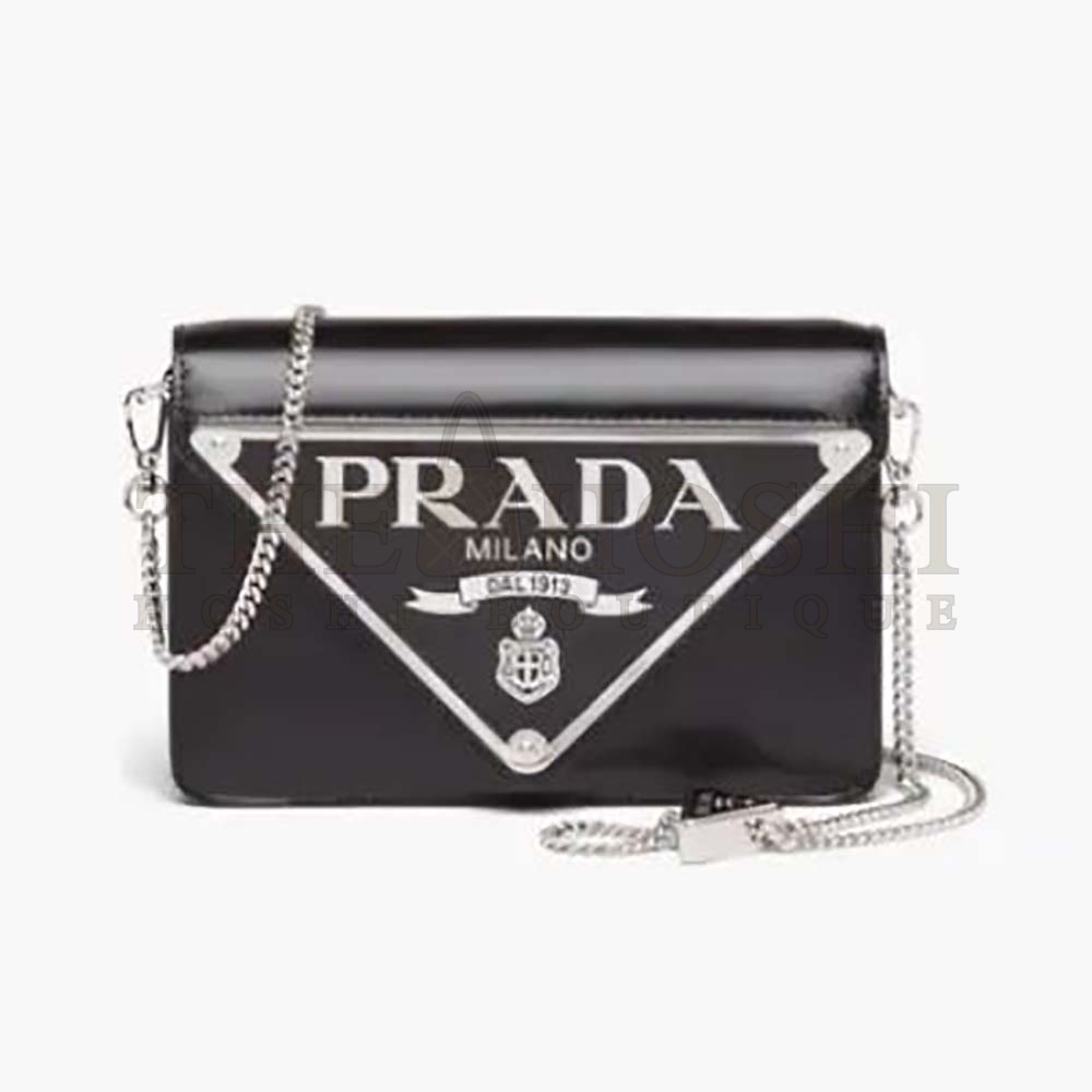 Pra*a Women Brushed Leather Shoulder Bag-Black Master Quality