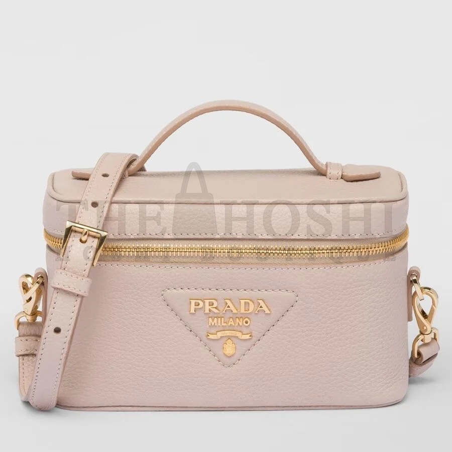 Pra*a Mini Vanity Bag in Light Pink Grained Leather Master Quality